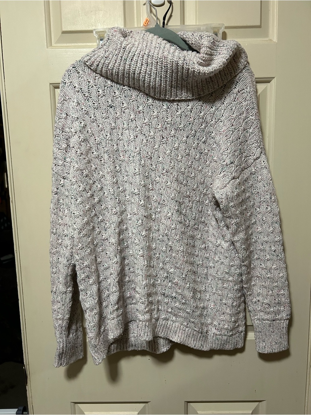 LOFT Cream Speckled Cowl Neck Sweater